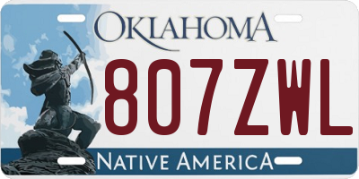 OK license plate 807ZWL