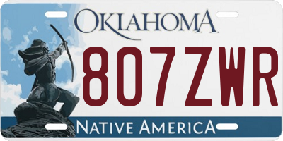 OK license plate 807ZWR