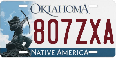 OK license plate 807ZXA