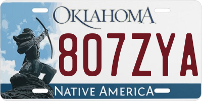 OK license plate 807ZYA