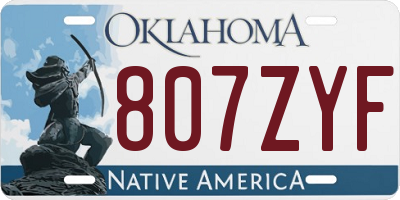 OK license plate 807ZYF