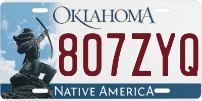 OK license plate 807ZYQ