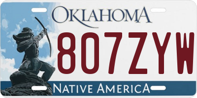 OK license plate 807ZYW