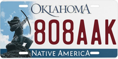 OK license plate 808AAK