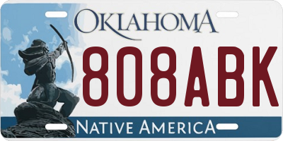 OK license plate 808ABK