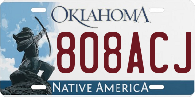 OK license plate 808ACJ