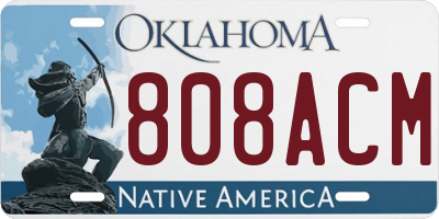 OK license plate 808ACM