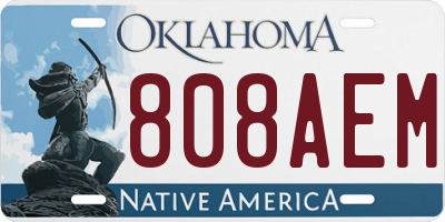 OK license plate 808AEM