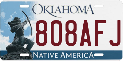 OK license plate 808AFJ