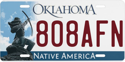 OK license plate 808AFN