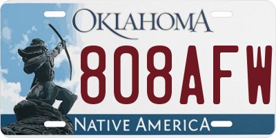 OK license plate 808AFW