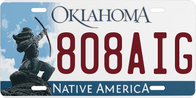 OK license plate 808AIG