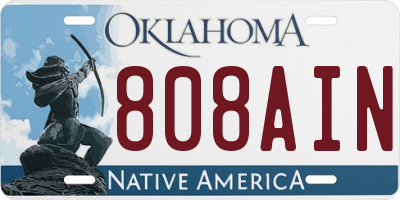 OK license plate 808AIN