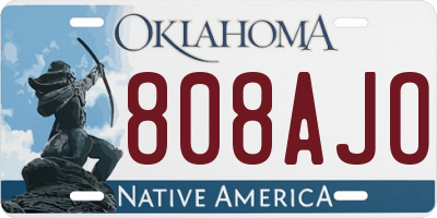 OK license plate 808AJO