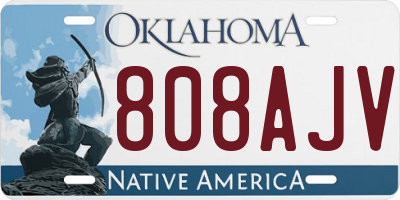 OK license plate 808AJV