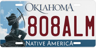 OK license plate 808ALM