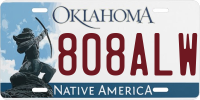 OK license plate 808ALW