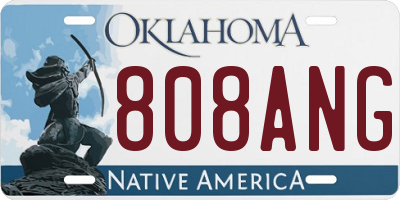 OK license plate 808ANG