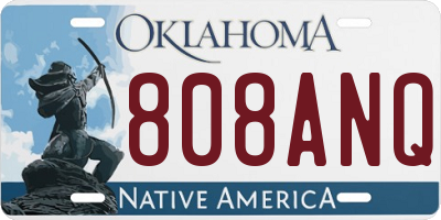 OK license plate 808ANQ