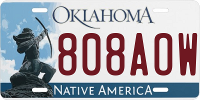 OK license plate 808AOW