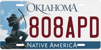 OK license plate 808APD