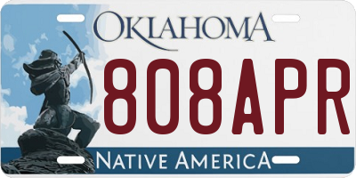 OK license plate 808APR