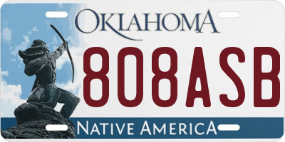 OK license plate 808ASB