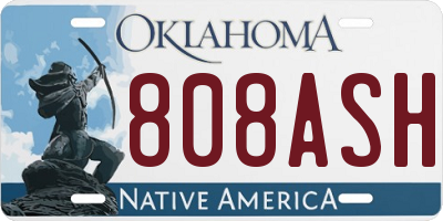 OK license plate 808ASH