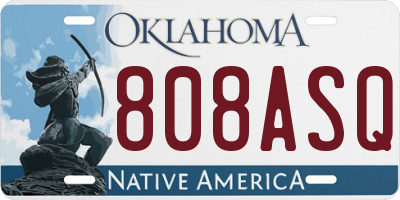 OK license plate 808ASQ