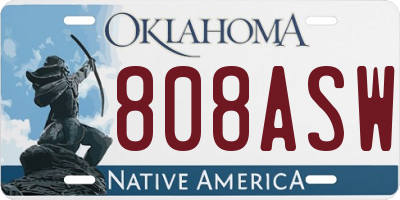 OK license plate 808ASW