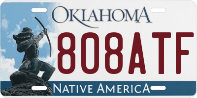OK license plate 808ATF