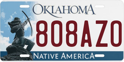 OK license plate 808AZO