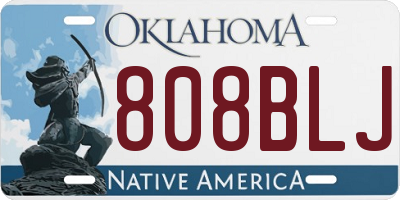 OK license plate 808BLJ