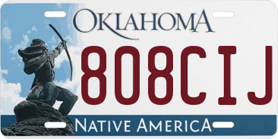 OK license plate 808CIJ