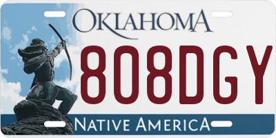 OK license plate 808DGY