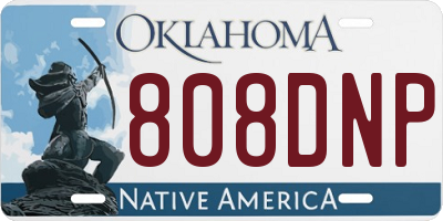 OK license plate 808DNP