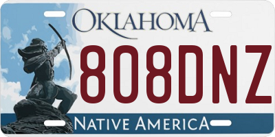 OK license plate 808DNZ