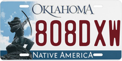 OK license plate 808DXW
