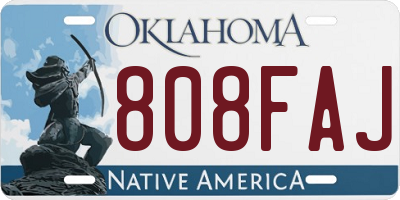 OK license plate 808FAJ