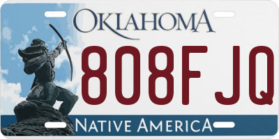 OK license plate 808FJQ