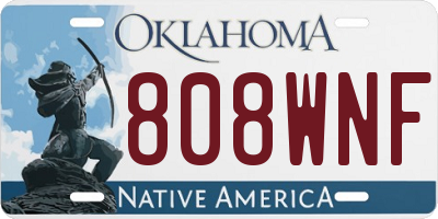 OK license plate 808WNF