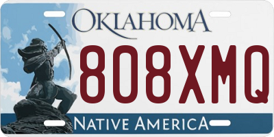 OK license plate 808XMQ