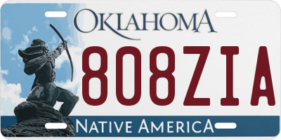 OK license plate 808ZIA