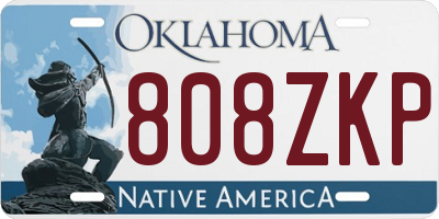 OK license plate 808ZKP