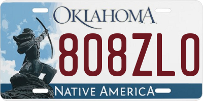 OK license plate 808ZLO