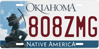 OK license plate 808ZMG