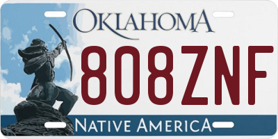 OK license plate 808ZNF