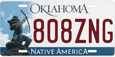 OK license plate 808ZNG
