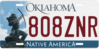 OK license plate 808ZNR