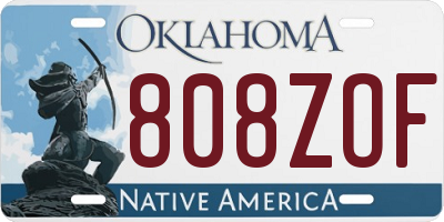 OK license plate 808ZOF